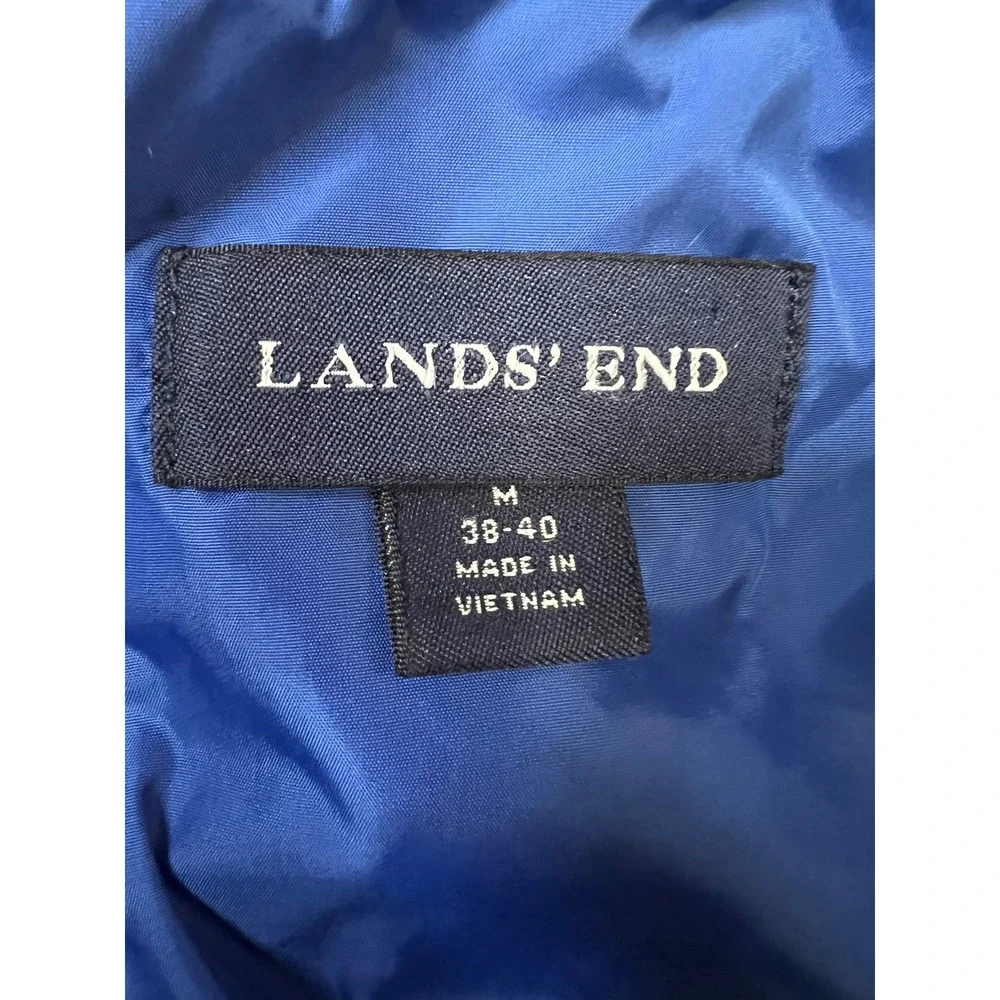 Lands' End Mens Large PrimaLoft Quilted Puffer Jacket Black Insulated Full Zip